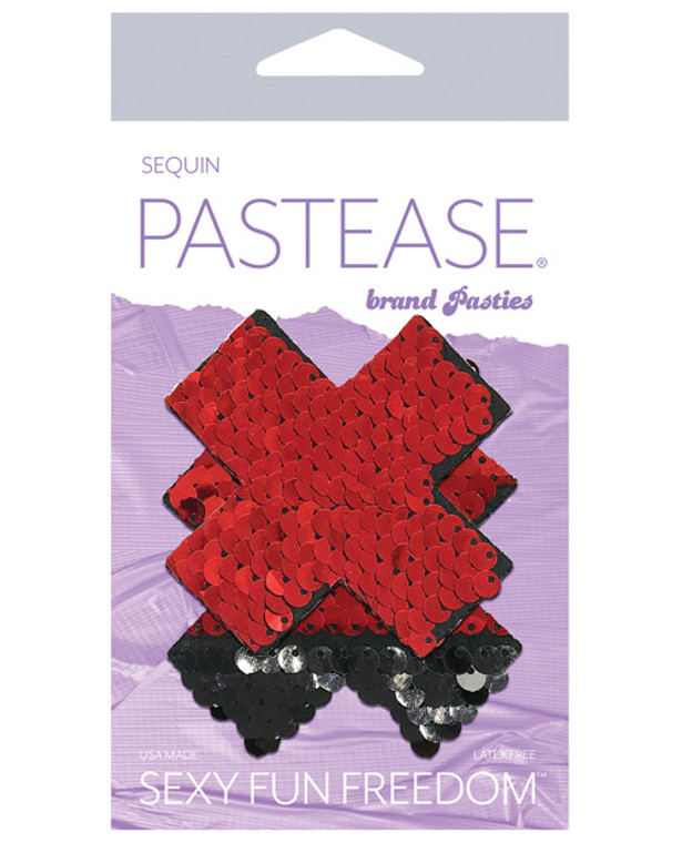 Pastease Color Changing Flip Sequins Cross - Red/Black O/S Pasties