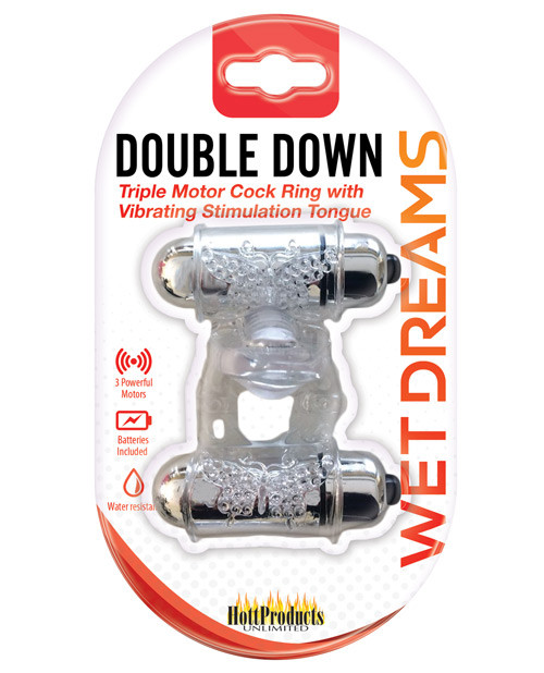 Hott Products Wet Dreams Double Down Vibrating Cock Ring With Bullet