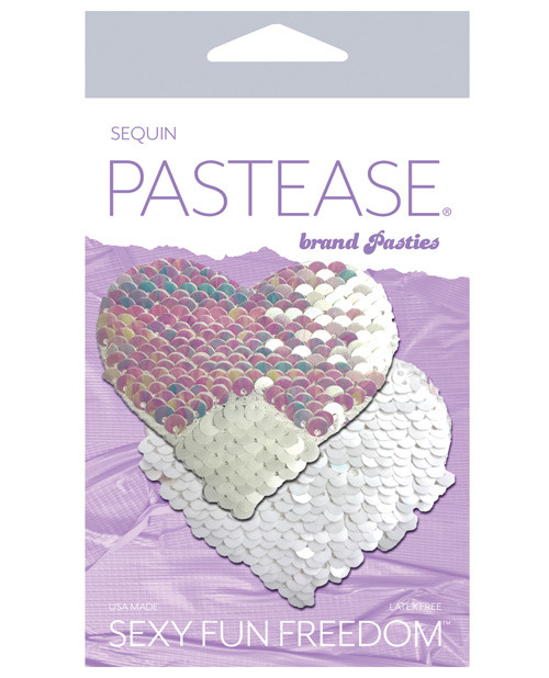 Pastease Color Changing Flip Sequins Heart - Pearl/White O/S Pasties