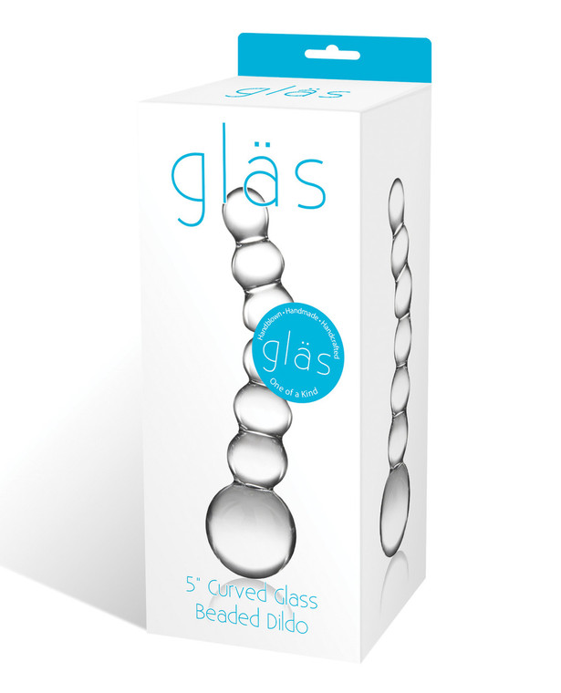 Glas 5" Curved Beaded Glass Dildo
