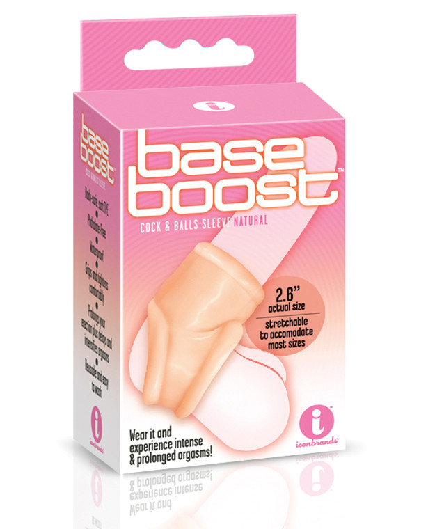 Icon Brands The 9's Base Boost Cock Ring & Balls Sleeve - Natural