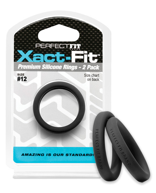 Perfect Fit Brand Xact Fit Cock Ring 12 - Black Pack Of 2