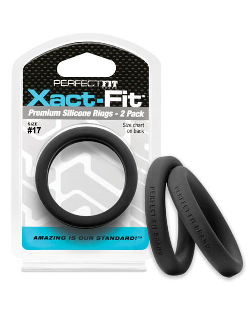 Perfect Fit Brand Xact Fit Cock Ring 17 - Black Pack Of 2