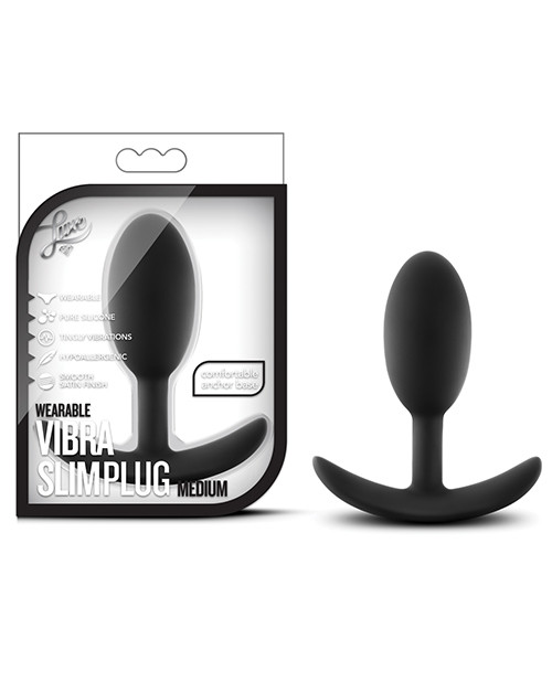 Blush Luxe Wearable Vibra Slim Butt Plug Medium - Black