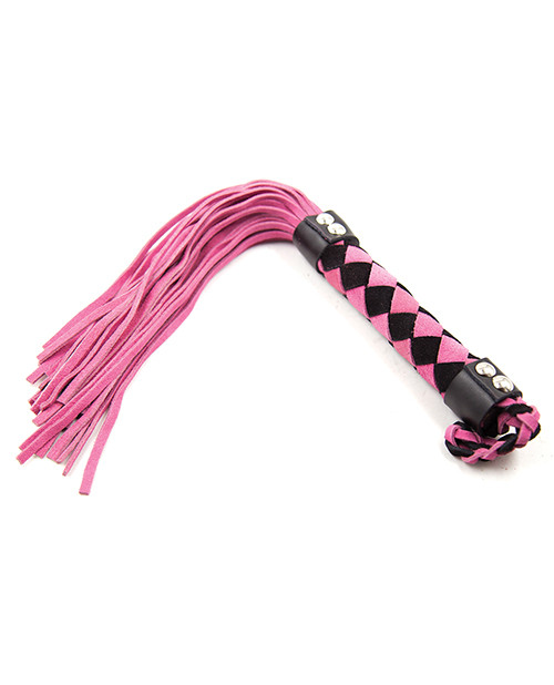Plesur Fetish 15" Leather Flogger - Pink