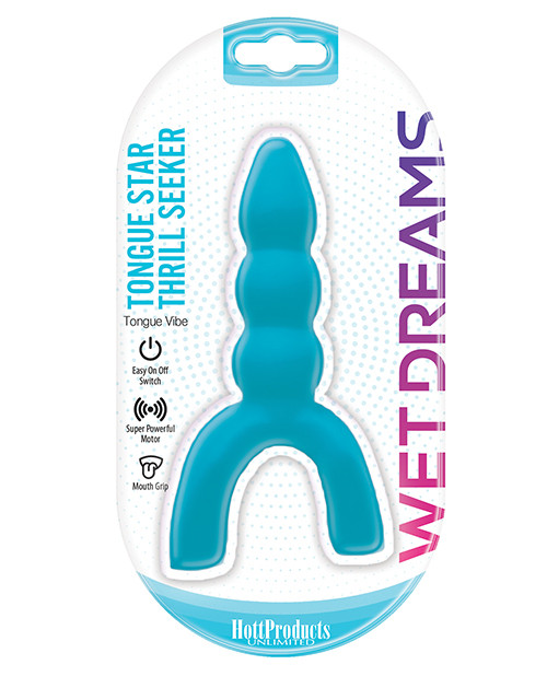 Hott Products Wet Dreams Tongue Star Thrill Seeker Tongue Vibrator- Blue