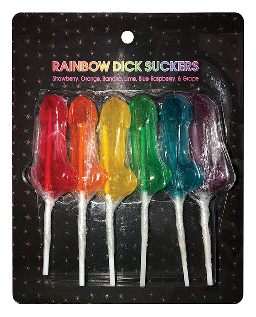 Rainbow Dick Suckers - Asst. Colors/Flavors Pack Of 6