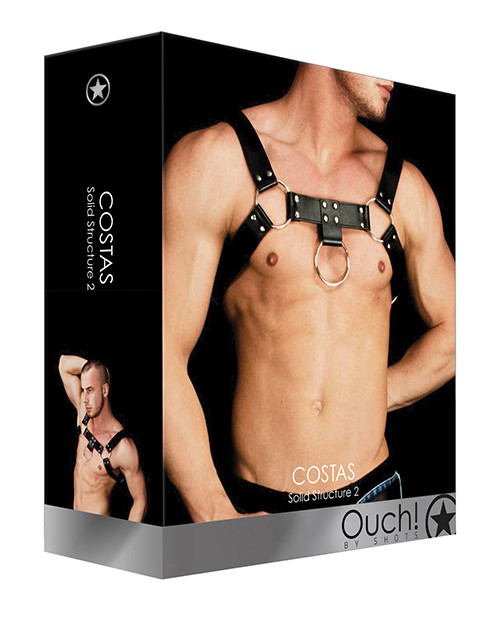 Shots Ouch Fetish Costas Solid Structure 2 Body Harness - Black