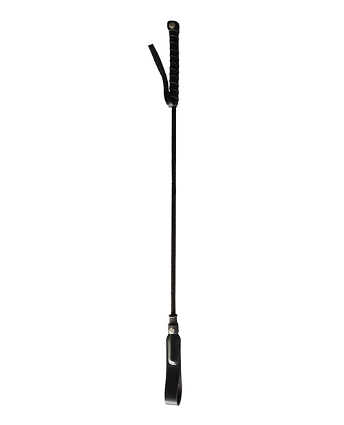 Rouge Fetish Long Riding Crop Slim Tip - Black