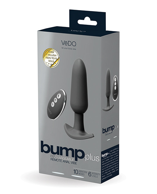 VeDO Bump Plus Rechargeable Remote Control Anal Vibrator Butt Plug - Just Black