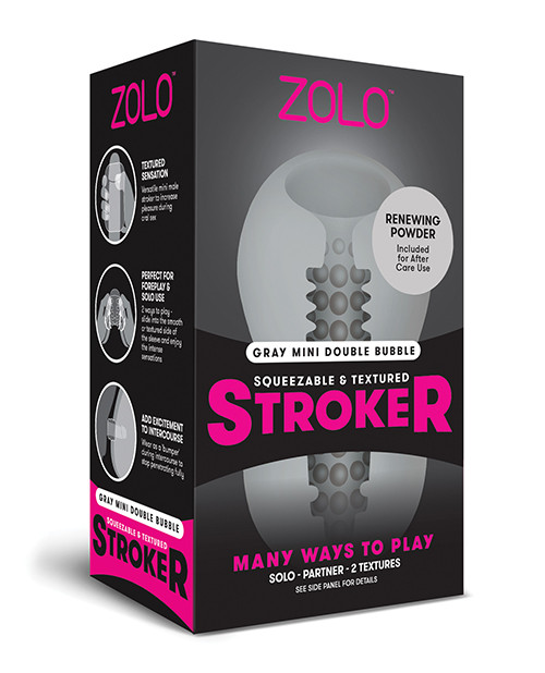 Zolo Mini Double Bubble Stroker Masturbator - Gray