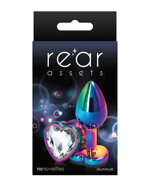 NS Novelties Rear Assets Mulitcolor Heart Small Butt Plug - Clear