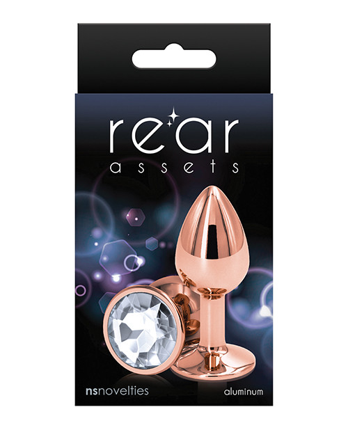 NS Novelties Rear Assets Rose Gold Small Butt Plug - Clear