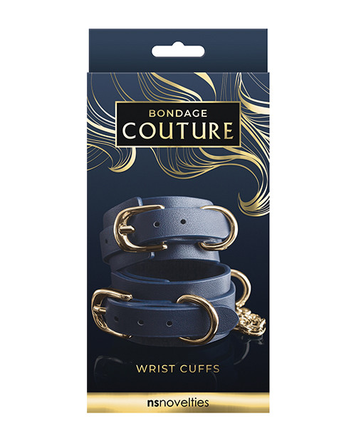 NS Novelties Fetish Bondage Couture Vinyl Wrist Cuff - Blue
