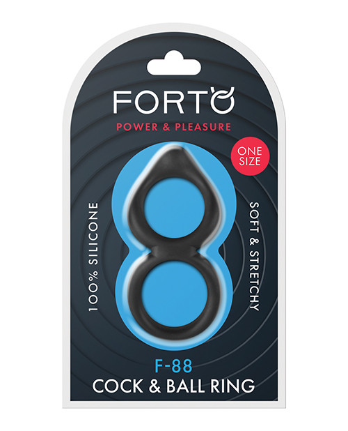 Forto F - 88 Double Ring Liquid Silicone Cock Ring - Black