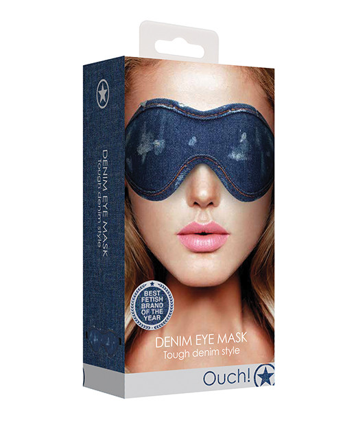 Shots Ouch Fetish Denim Eye Mask - Blue