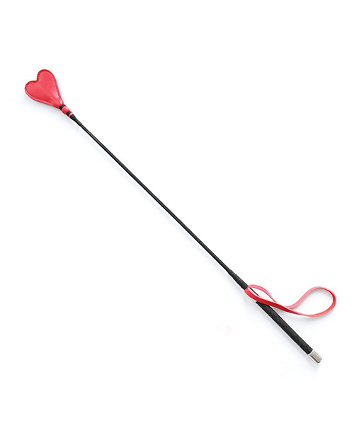 Plesur Fetish 26" Heart Pvc Crop - Black/Red