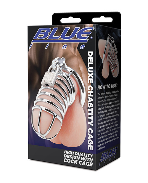 Blue Line Fetish Deluxe Chastity Cock Cage - Silver