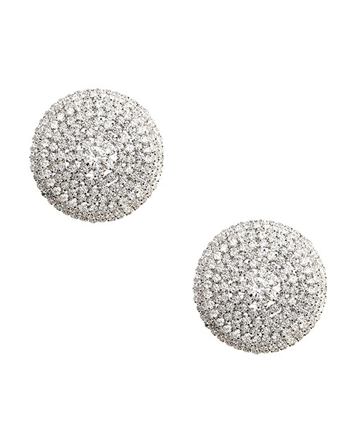 Neva Nude Burlesque Big O Crystal Jewel Reusable Silicone Nipzitx Pasties - Silver O/s