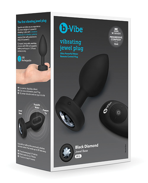 B - Vibe Remote Control Jewel Vibrating Butt Plug (M/L) - Black