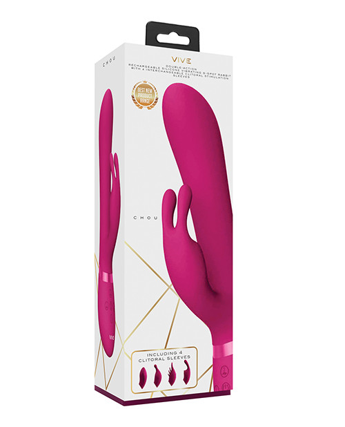 Shots Vive Chou G-Spot Rabbit With Interchangeable Clitoral Attachments - Pink