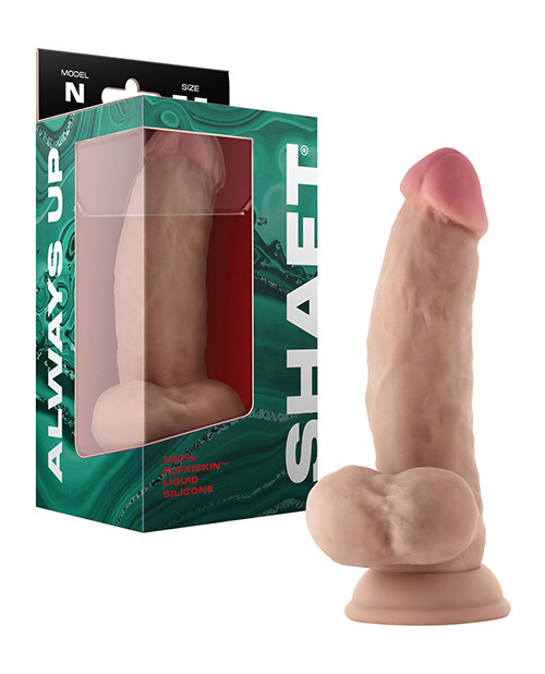 Shaft Model N Flexskin Liquid Silicone 7.5" Side Curve Dong With Balls - Pine
