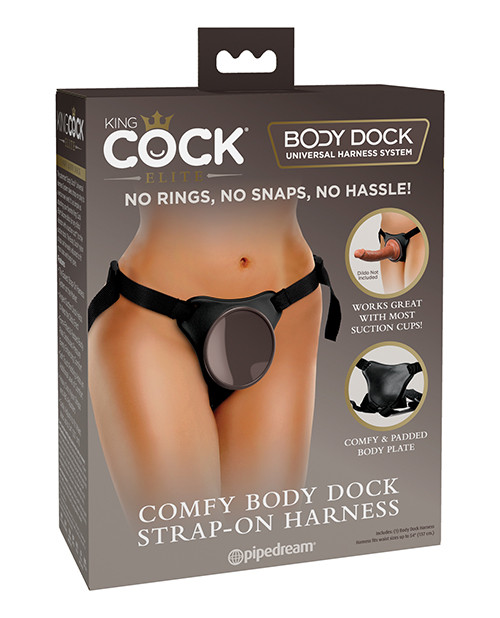 Pipedream King Cock Elite Comfy Body Dock Strap On Harness - Black