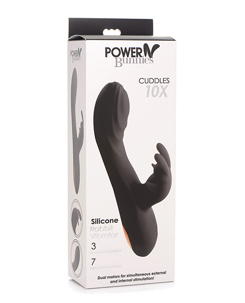 Curve Toys Power Bunnies Cuddles 10X Silicone Rabbit Vibrator - Black