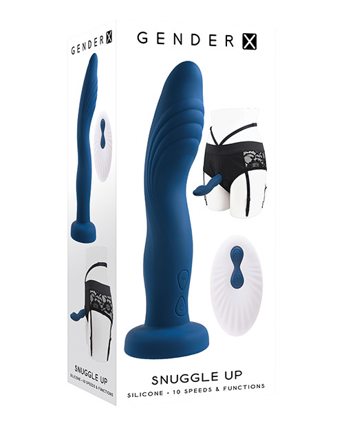 Gender X Snuggle Up Dual Motor Strap On Vibe With Harness - Blue