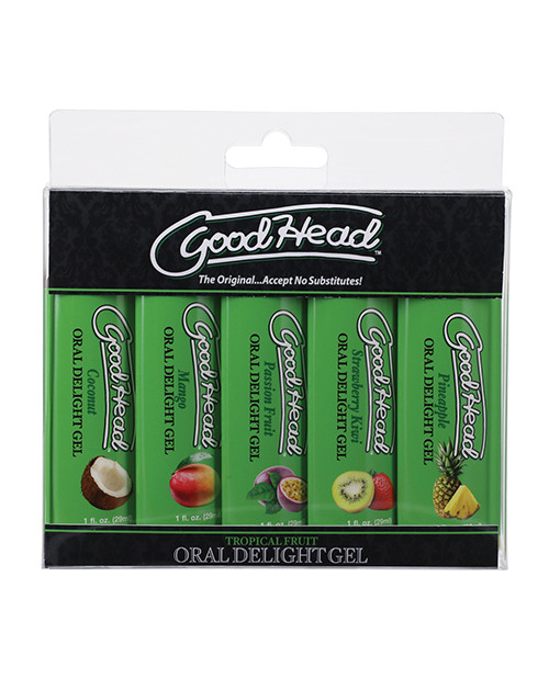 Doc Johnson Goodhead Tropical Fruits Oral Delight Gel - Asst. Flavors Pack Of 5