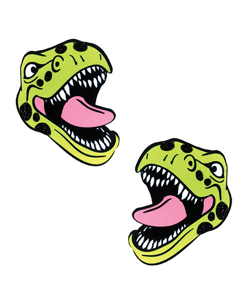 Neva Nude Black Light Dinosaur Pasties - Green O/S