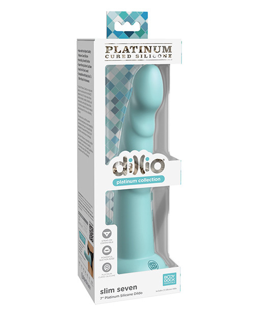 Pipedream Dillio Platinum 7" Slim Seven Silicone Dildo - Teal