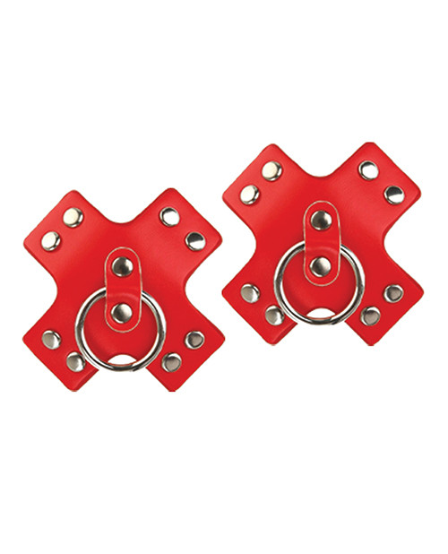 Nipplicious Seducer Leather Pasties With Ring - Red