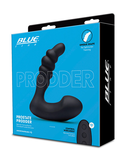 Blue Line Vibrating Prostate Prodder With Remote - Black