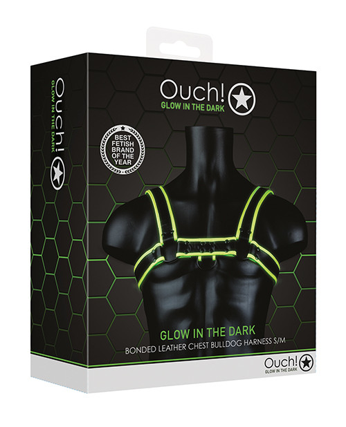 Shots Ouch Chest Bulldog Harness - Glow In The Dark S/M