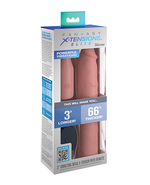 Pipedream Fantasy X-tensions Elite 9" Sleeve Vibrating 3" Plug With remote - Light