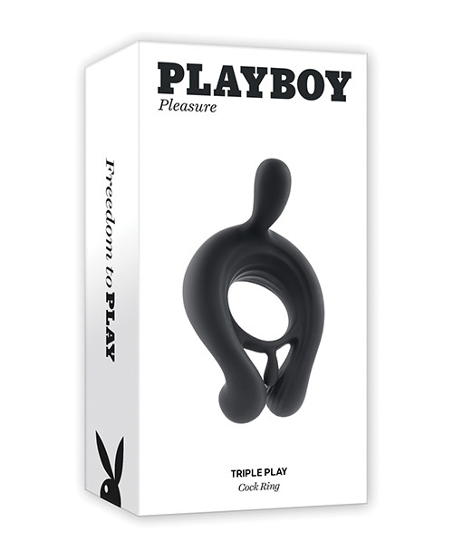 Playboy Pleasure Triple Play Cock Ring - Black