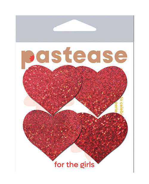 Pastease Premium Petites Glitter Heart - Red O/S Pack Of 2 Pair