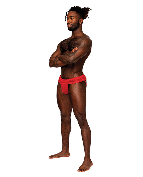 Sassy Lace Skirt Jock Red L/Xl