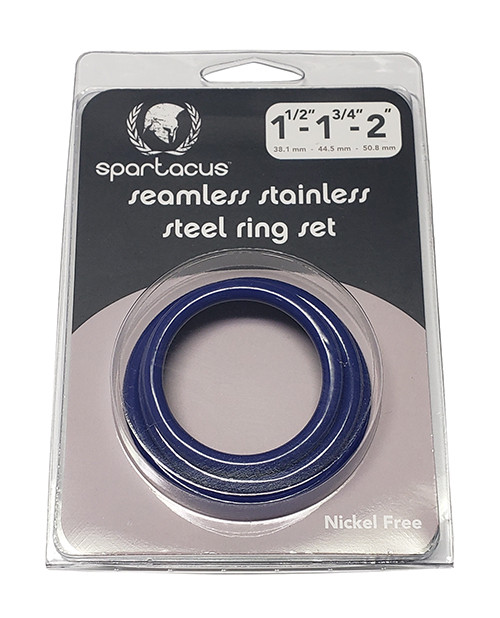 Spartacus Seamless Stainless Steel C-Ring - Blue Pack Of 3