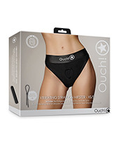 Shots Ouch Vibrating Strap On Hipster - Black Xs/S