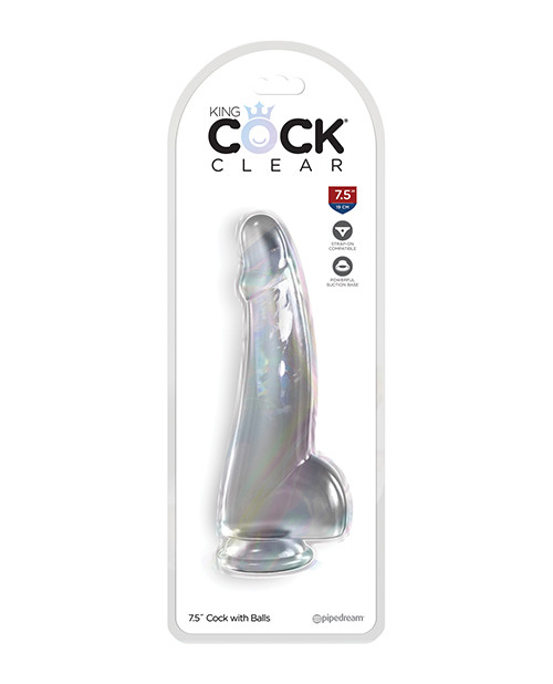 King Cock Clear 7.5" Cock With Balls - Clear