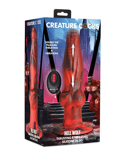 Creature Cocks Hell-Wolf Thrusting & Vibrating Silicone Dildo - Black/Red -  Pleasure Superstore