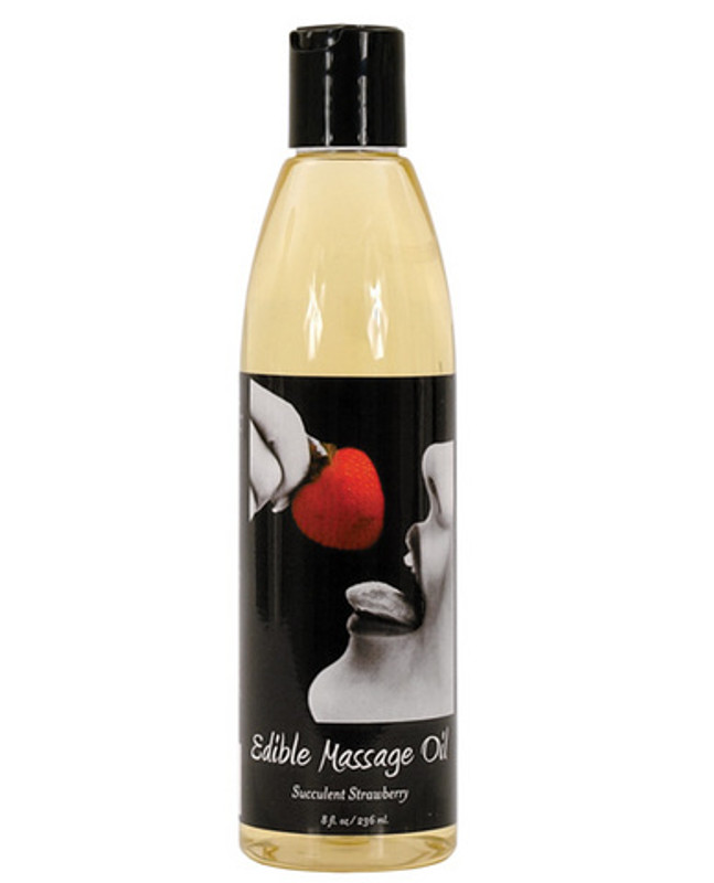 Earthly Body Hemp Edible Massage Oil - 8 Oz Strawberry