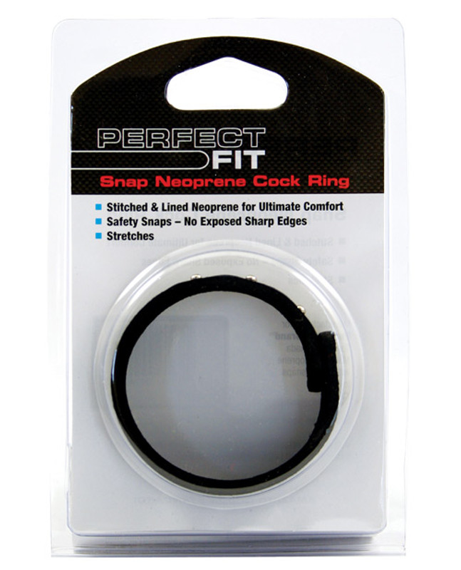 Perfect Fit Brand Neoprene Snap Cock Ring - Black