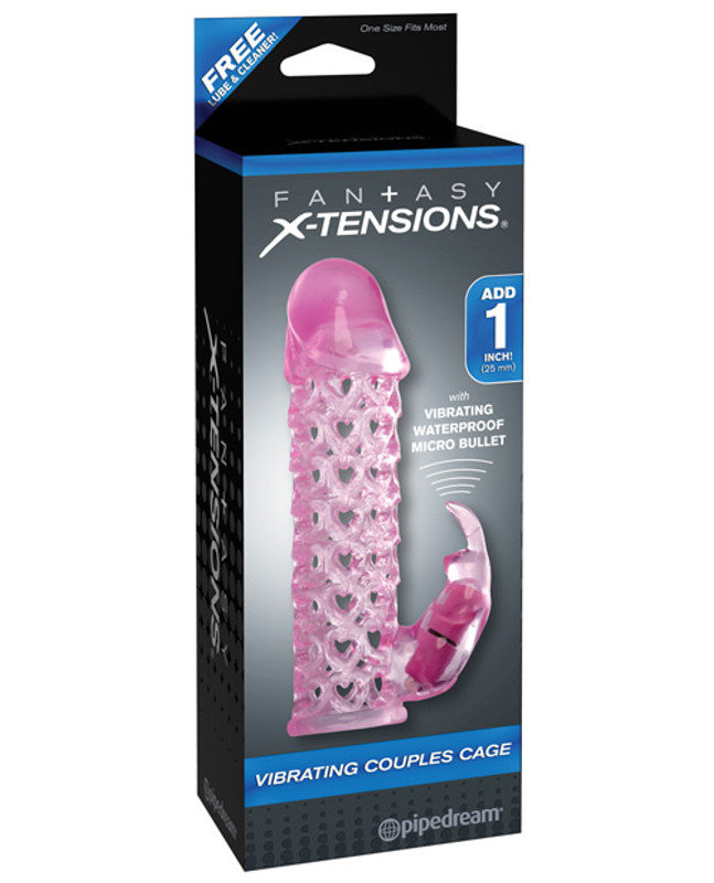 Pipedream Fantasy Xtensions Vibrating Couples Cock Cage - Pink