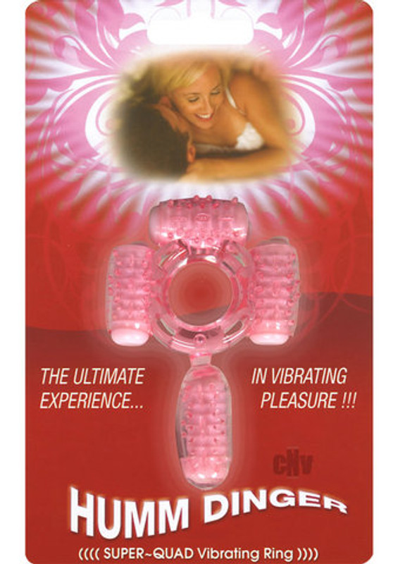 Hott Products Humm Dinger Super Quad Includes 4 Motors Cock Ring - Magenta