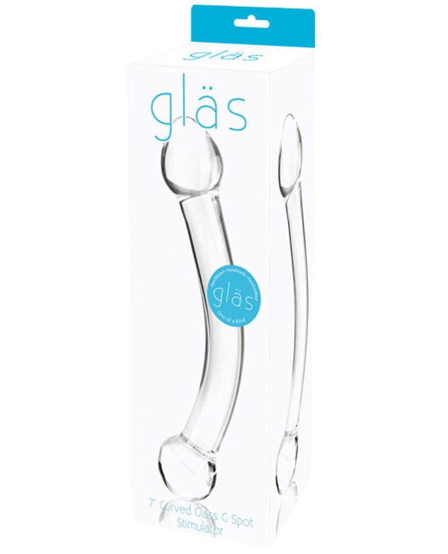 Glas 7" Curved Glass G-Spot Double Dildo - Clear