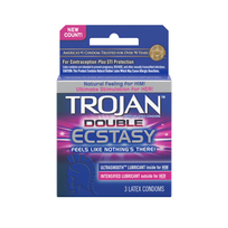 Trojan Double Ecstasy Condoms - Box Of 3