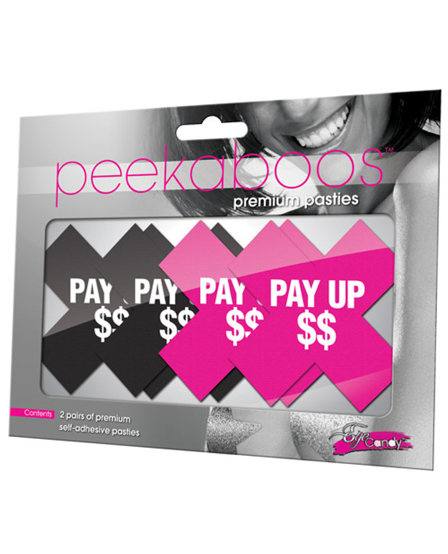 Peekaboos Pay Up Pasties - 2 Pairs 1 Black - 1 Pink Pasties